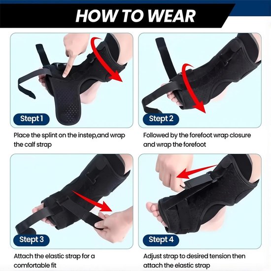 Plantaire Bandage, sportenkelbandje voor verstuiking, enkels, verstuiking, sokken met verstelbare riem, enkelorthese en nachtspalk, maat M — afbeelding 3