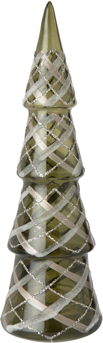 J-Line Boom met ruitmotief - glas - donkergroen/goud - large
