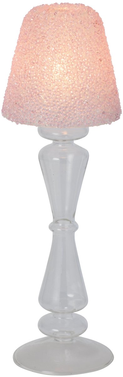 J-Line theelichthouder - glas - transparant/lichtroze - small