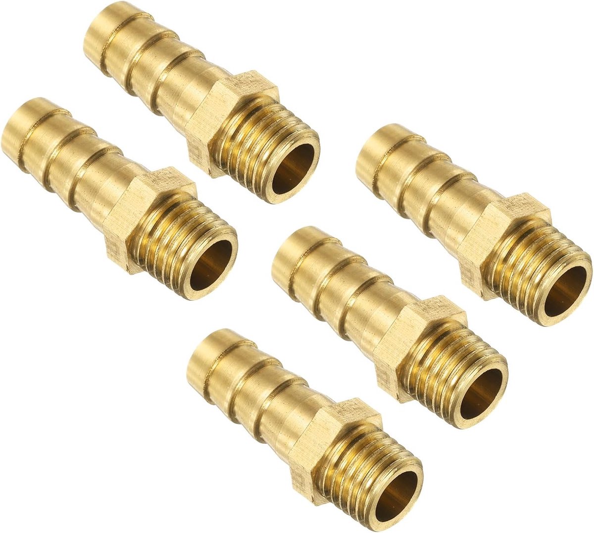 5 stuks M12-1,5 ID 10mm slangverbinder messing, tuinslang benzineslang naar barb passende slang schroefdraadstutzen buisarmatuur adapter verbinder voor water brandstof lucht