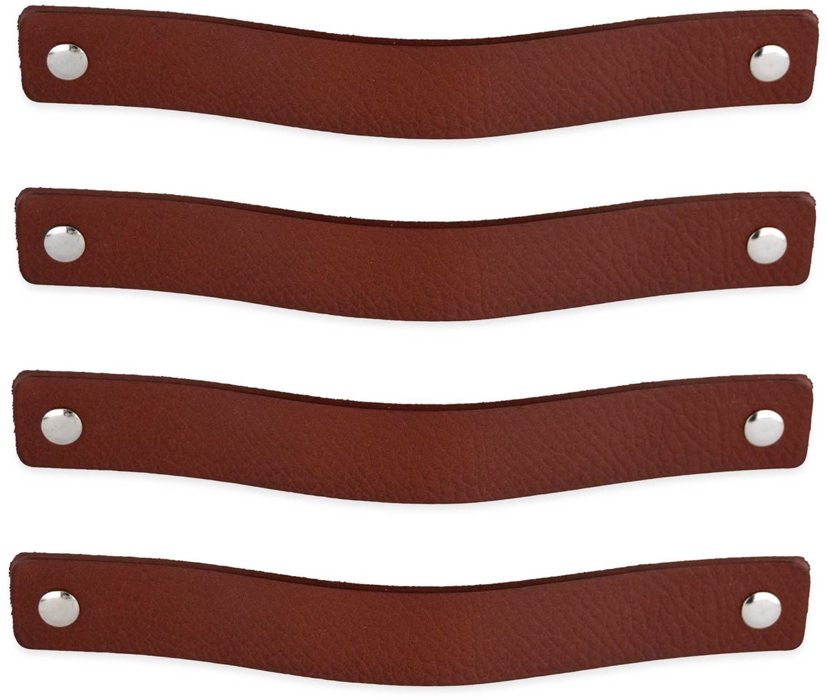 Strength - Leren handgrepen voor meubels - Cognac - 4 stuks - 20 x 2,5 cm - Kastgreep, Deurgreep voor keuken, badkamer, kasten, dressoir, hout