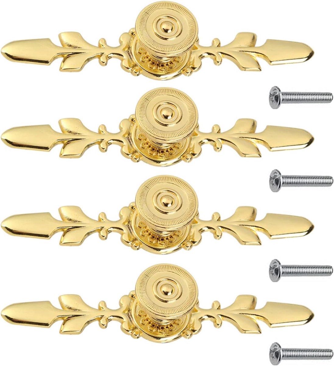 4 stuks meubelgrepen goud, ladegrepen vintage op zinklegering voor deuren meubelgreep, kastgrepen goud voor meubels/lades/kasten/dressoirs/kledingkast met schroef