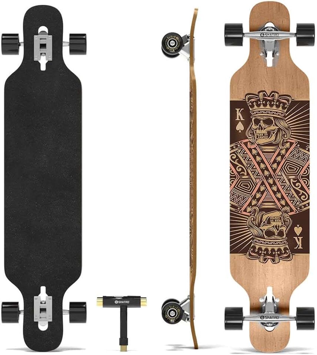 Drop Through Longboard Skateboard Freeride Inclusief T-Tool