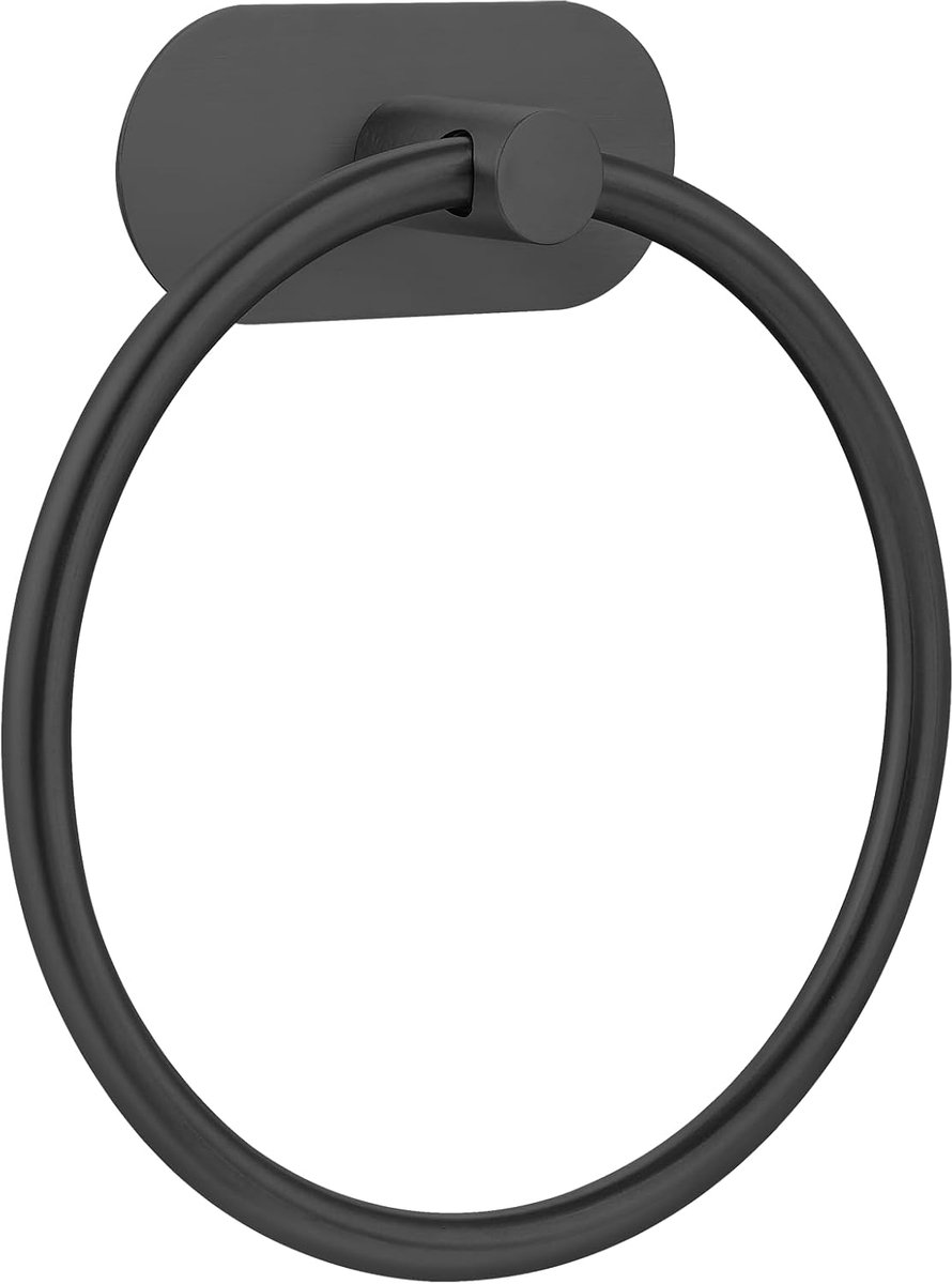 handdoekring voor badkamer, wandgemonteerde badkamer- en keukenhanddoekhanger met sterke lijm, zonder boren, roestvrijstalen roestvrijstalen handdoekhouder, moderne badorganizer mat zwart