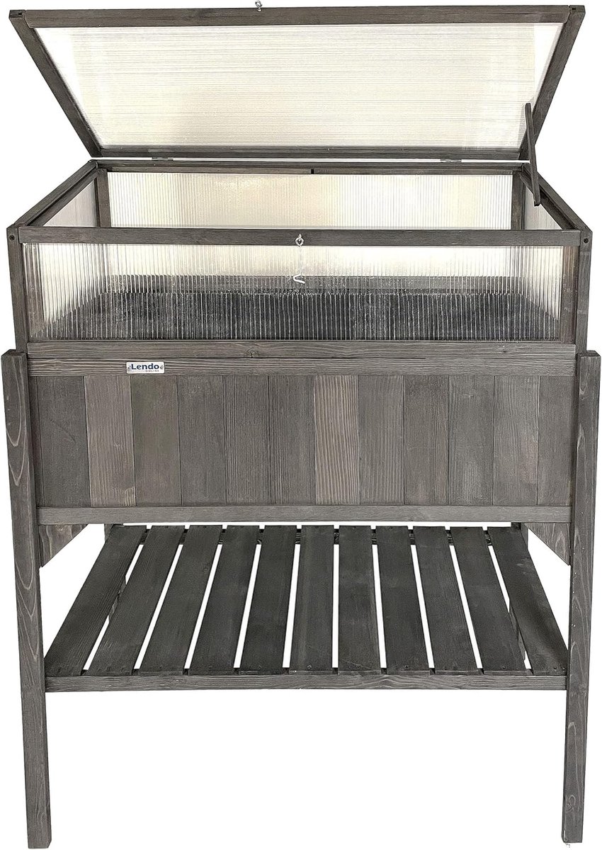 Planter Grow Box 98x49x120cm - Hout Grijs - Ideale opbergoplossing voor tuingereedschap - SnelShoppen