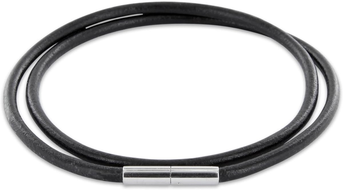 leren ketting zwart 3 mm, zonder hanger, roestvrijstalen sluiting