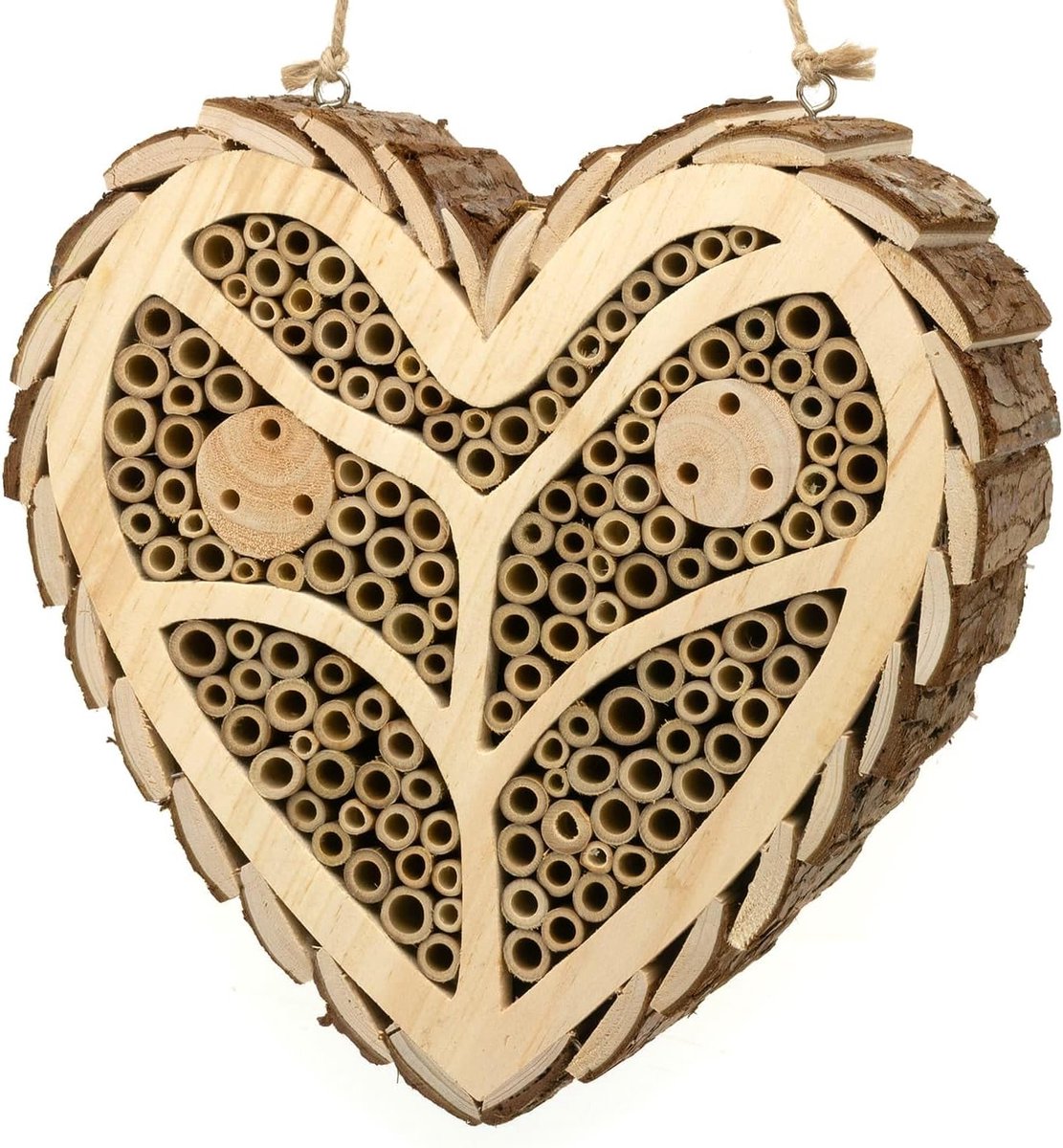 LTD Hart Bijenhuis Houten Bijenhotel Opknoping Insectenhuis Wildlife Habitat voor Insecten, Solitaire Bijen, Lieveheersbeestjes, Rustieke Hangende Tuindecoratie