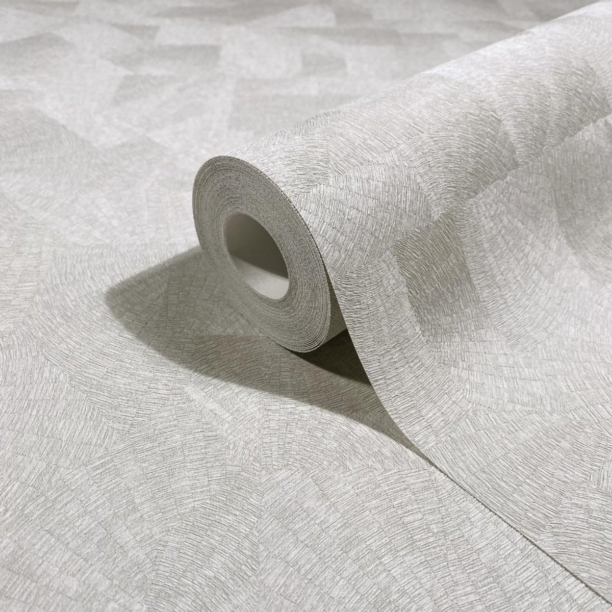 Behang - Licht Grafisch Reliëf - Structuur - Grijs - Japandi - Vliesbehang - Woonkamer Slaapkamer - 0,53 x 10,05 M – Whisper