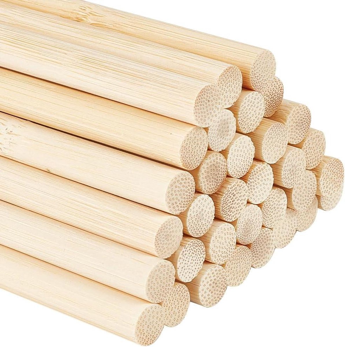 Houten Stokjes Rond - Dowel Rods - Hobby Projecten - Natuurlijk Bamboehout - 100 Stuks 20cm - Natuurlijk