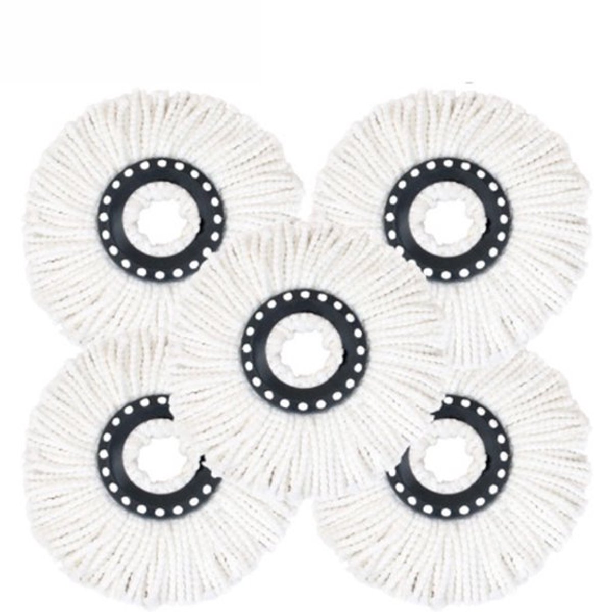 Ronde dweilkop, dweil, waterabsorberende dweilkop, roterende dweilkop, dweilaccessoires, universele vervangingsset, 5 stuks, wit