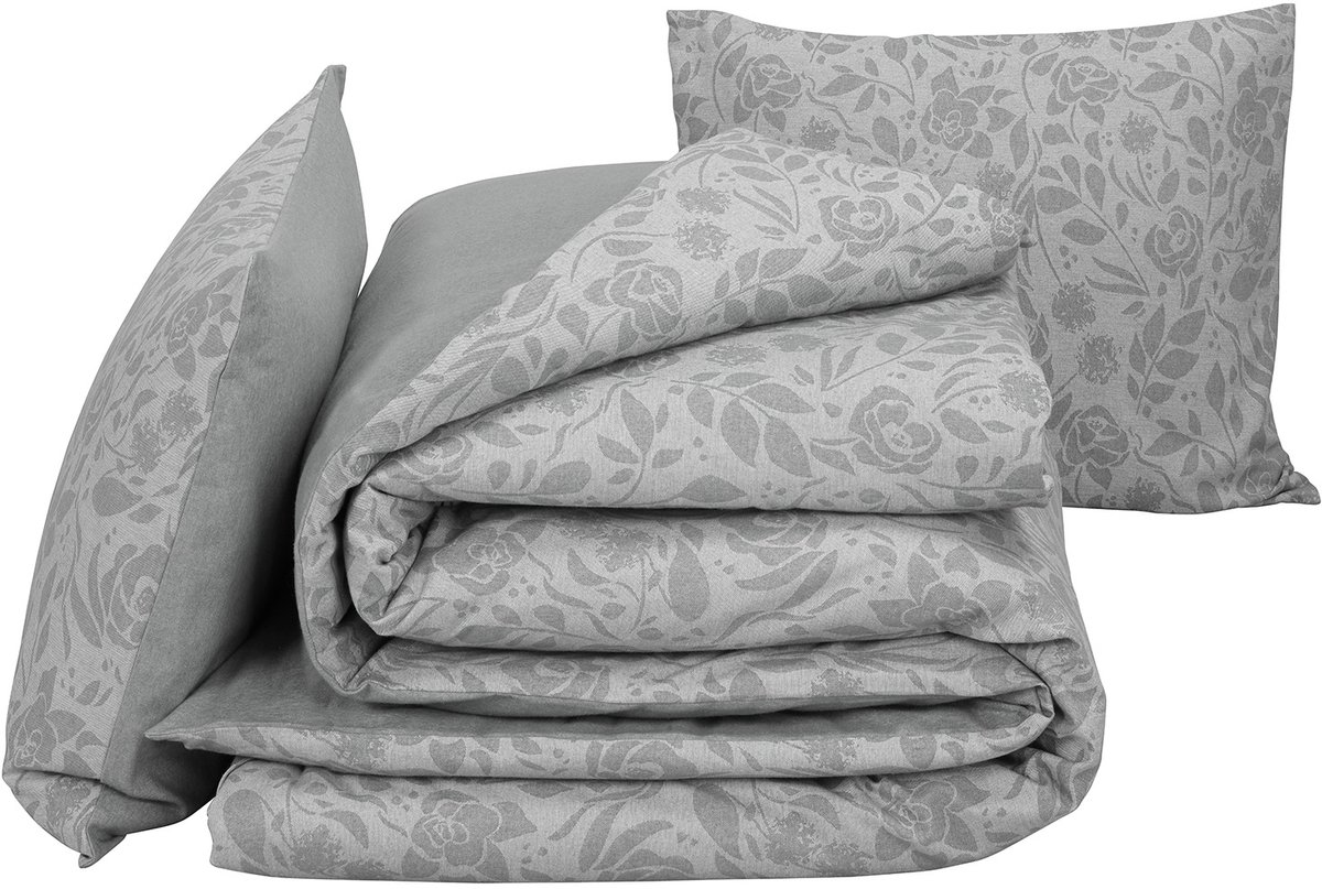 De Witte Lietaer Dekbedovertrek Lea - Hotelmaat - 260 x 240 cm - Flanel grijs