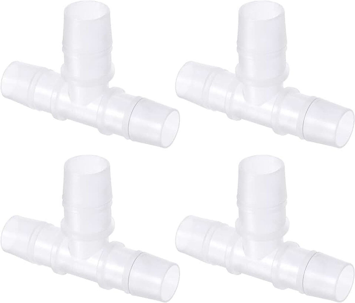 4 stuks slangkoppelingen, 18 x 20 x 18 mm, ADT stuk, kunststof buisverbindingen voor brandstofwater, transparant (T-vormig, 3 wegs)
