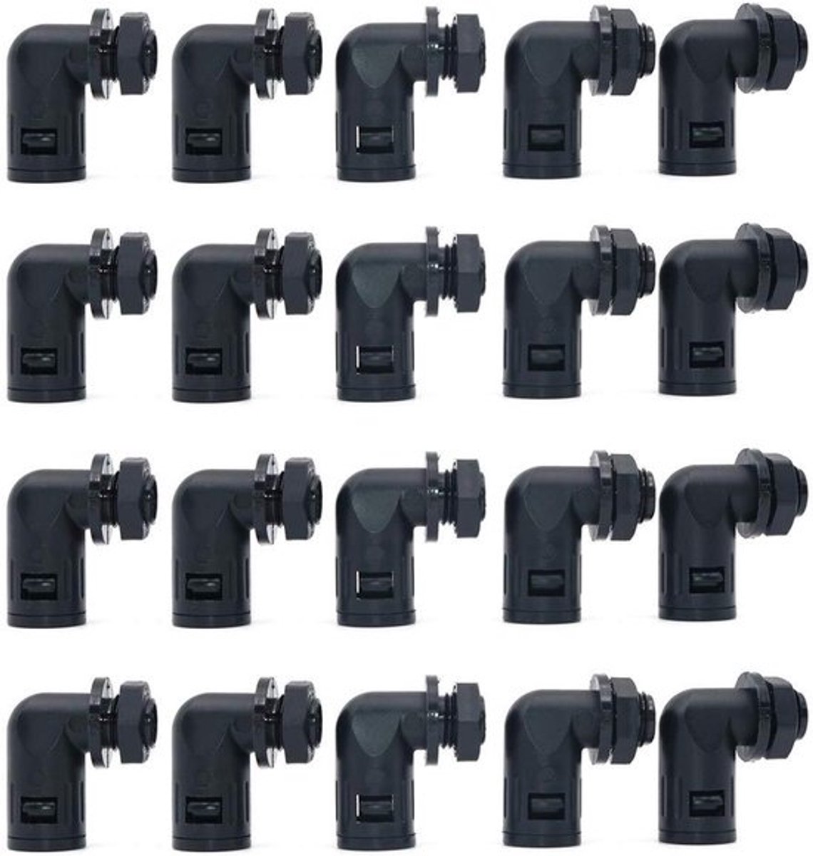 Golfbuis Connector 90 Graden AD10 PG7 Buis Slang Schroefklem - Set van 20 Stuks