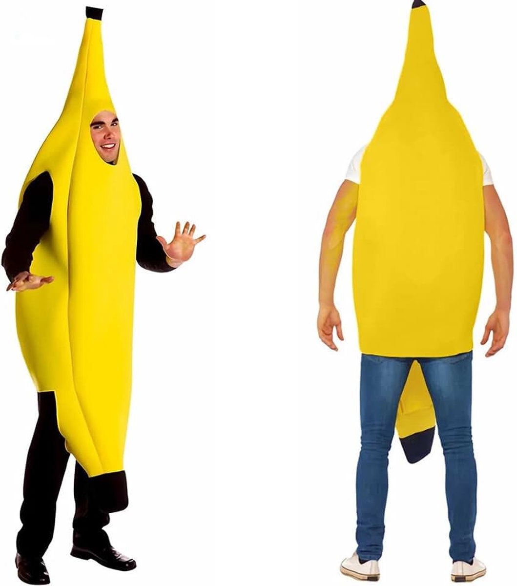 Bananenkostuum voor volwassenen, bananenkostuum, grappige kostuums voor Halloween, carnavalskostuum, cosplay, feest
