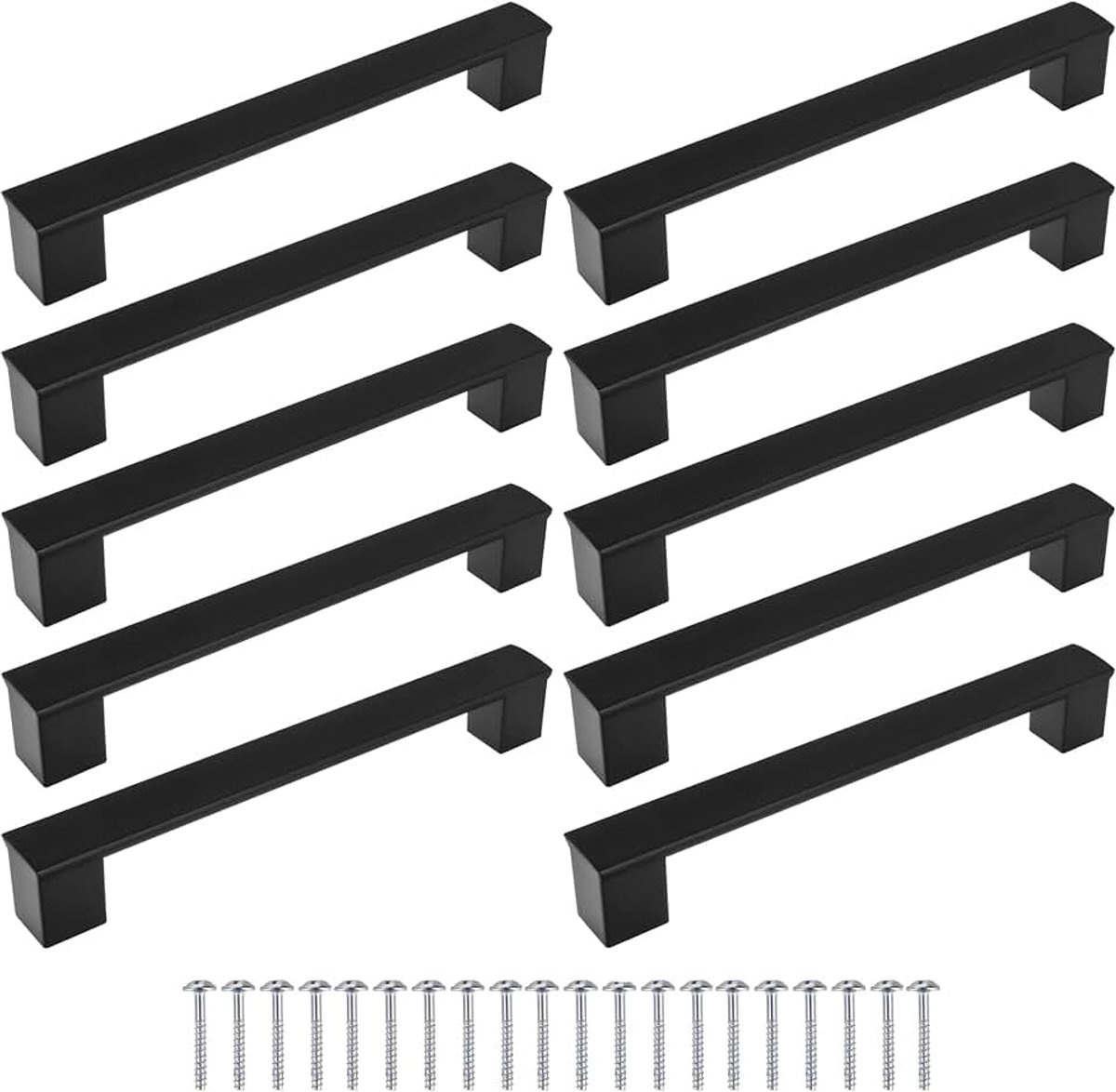 Meubelhandgrepen, 10-delige set, kasthandgrepen voor keukenkasten, zwart, handgrepen van 160 mm, meubeldeurgrepen, keuken, universele ladehandgrepen en keukenhandgrepen, kledinggreep