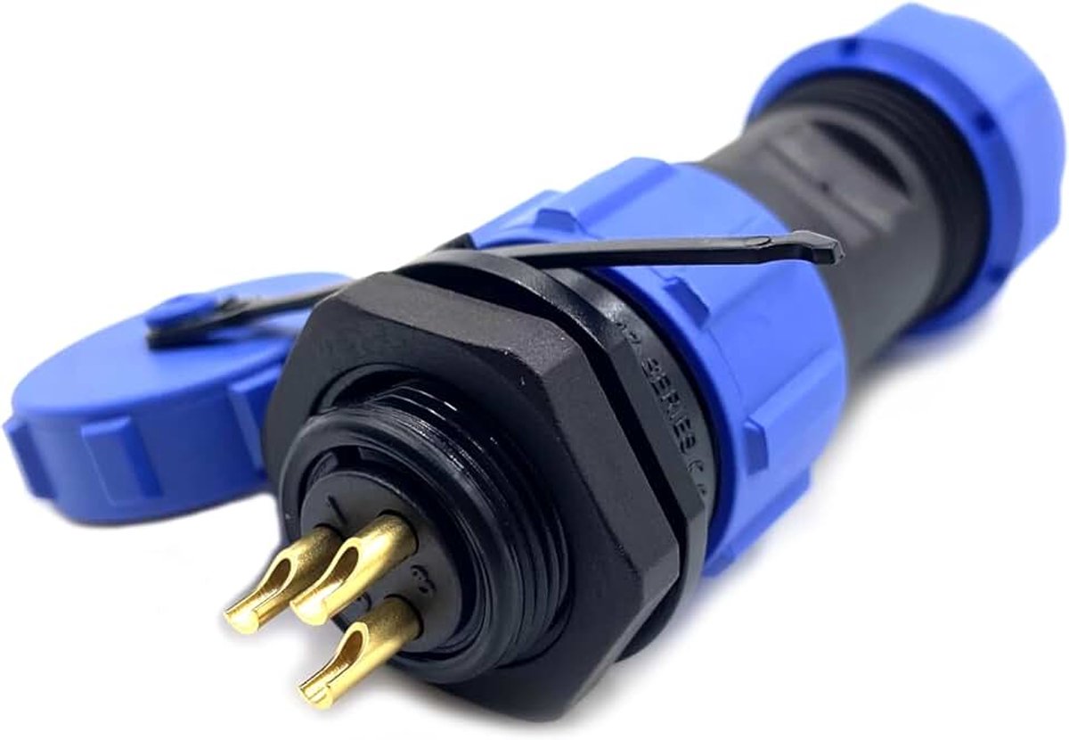 3-polige aansluitstekker, luchtvaartstekker, IP68 mannelijke stekker en vrouwelijke bus, kabelconnector, 3-pins montage op de achterste moer, aviatiestekker, 500 V, 10 A