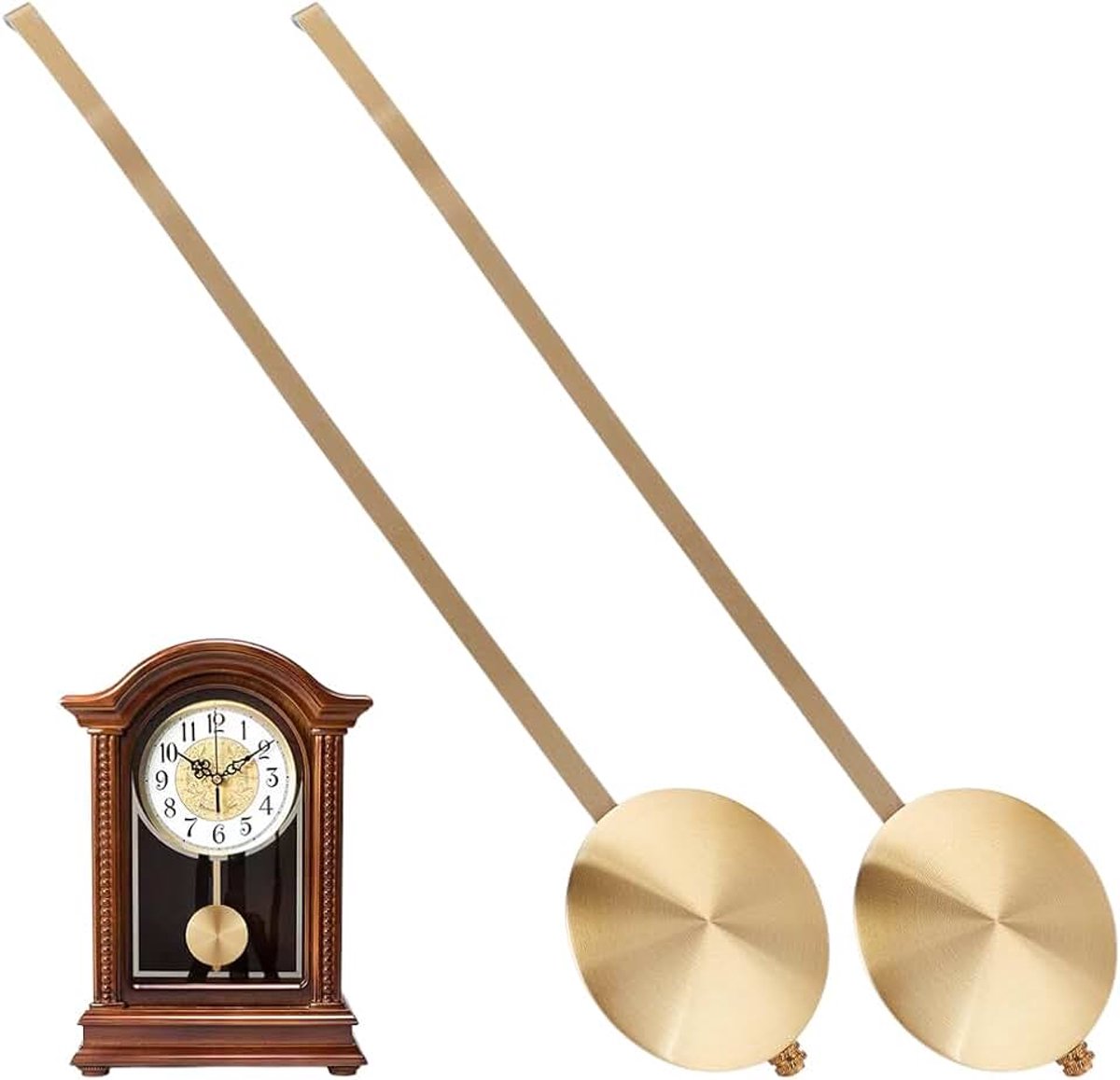 2 stuks mechanische klok slinger, metalen slinger deel wandklok kwarts wandklok slinger vervanging slinger vervanging klok reparatie onderdelen voor thuiskantoor klok, licht goud, 30,1 x 6,1 cm
