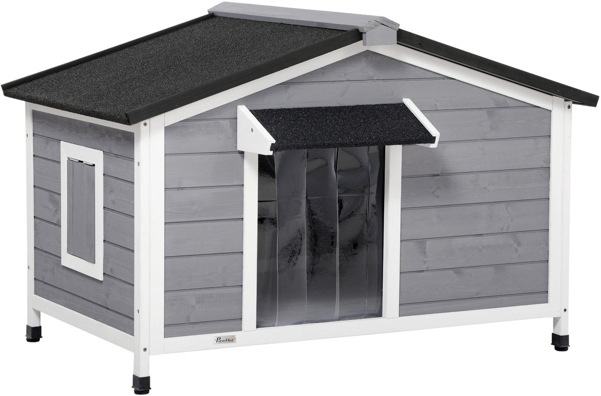 PawHut Hondenhok - Vurenhout - 109x79x72cm - Grijs