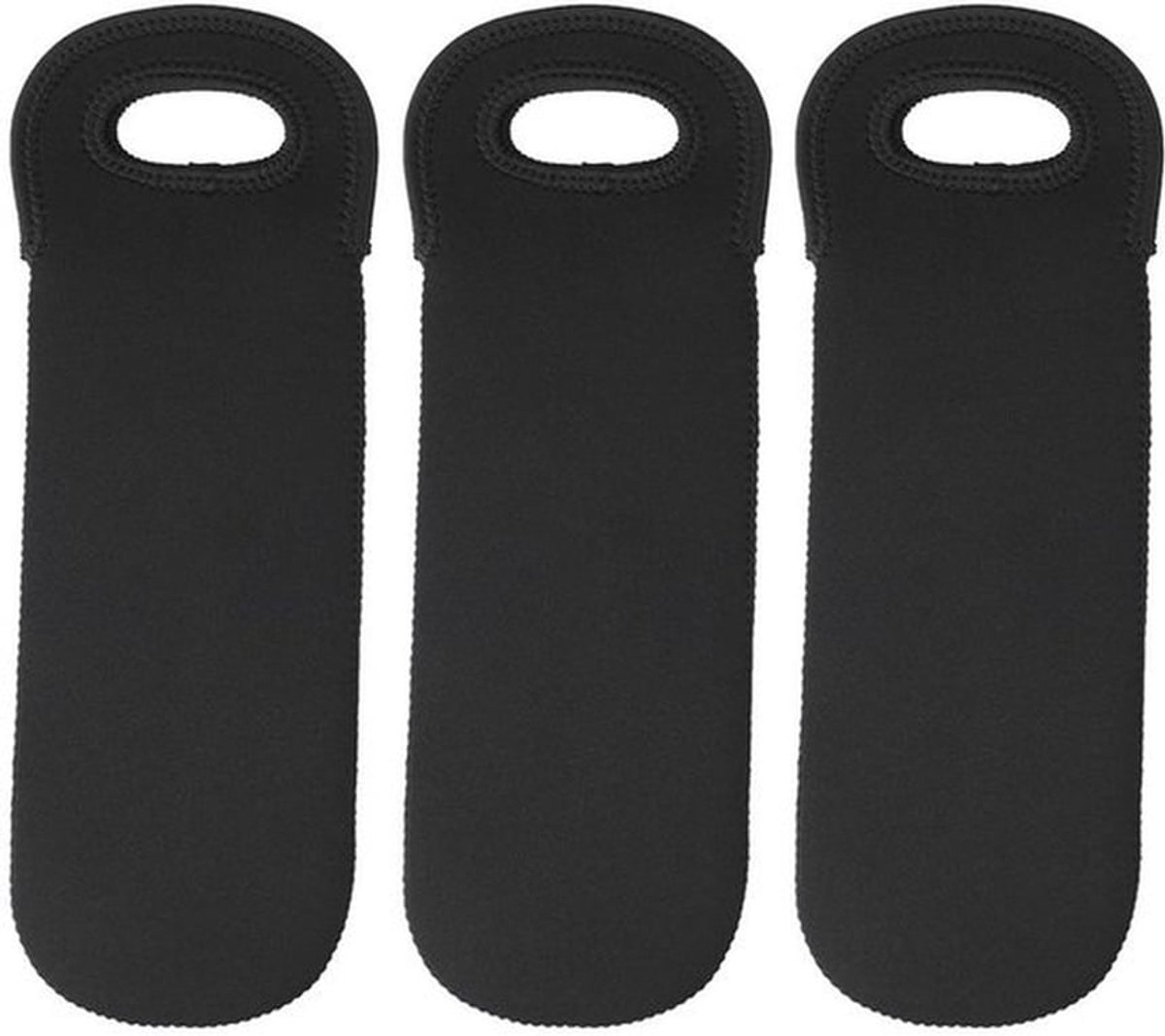 - Neopreen Beschermhoes - Reiszakken voor Flessen - Zwart - Isolerende Bescherming - Voor Wijn en Dranken - Set van 3