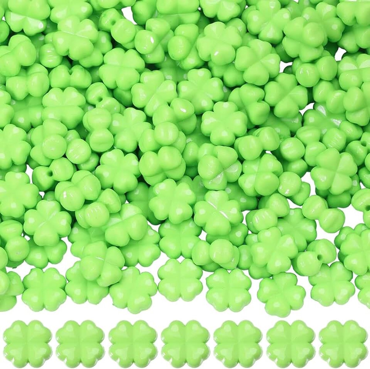 Kralen, 11 x 11 mm, klavervorm, vier, gelukskralen, van acryl, gefacetteerd, accessoires voor het maken van sieraden, armbanden, doe-het-zelf en vrije
