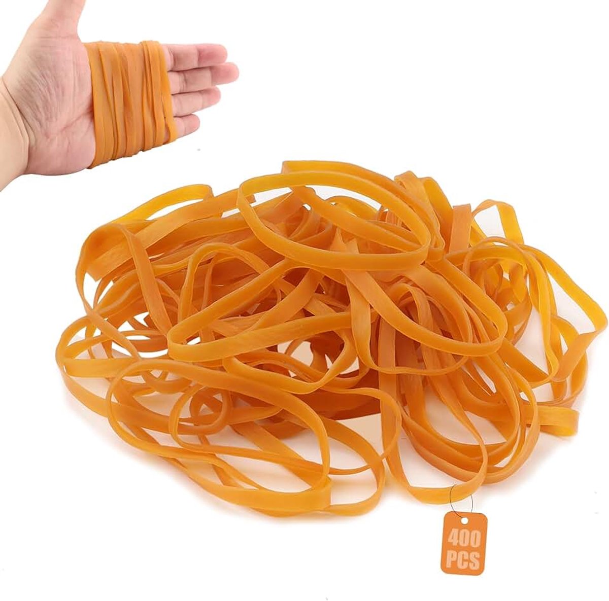 400 stuks rubberen banden, breed, 100 x 5 mm, huishoudelijk rubber, dikke rubberen ringen, geel, dikke rubberen ringen, herbruikbaar, voor schoolbenodigdheden, thuis, camping, industrie