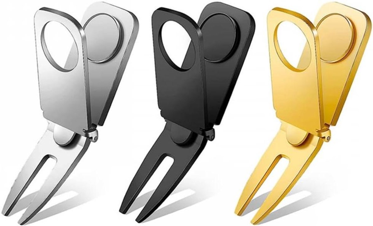 Golf Divot Tool - Golf Repair Tool - Golfbaan Onderhoud - Inklapbaar Ontwerp - 2 x 2 x 2 cm