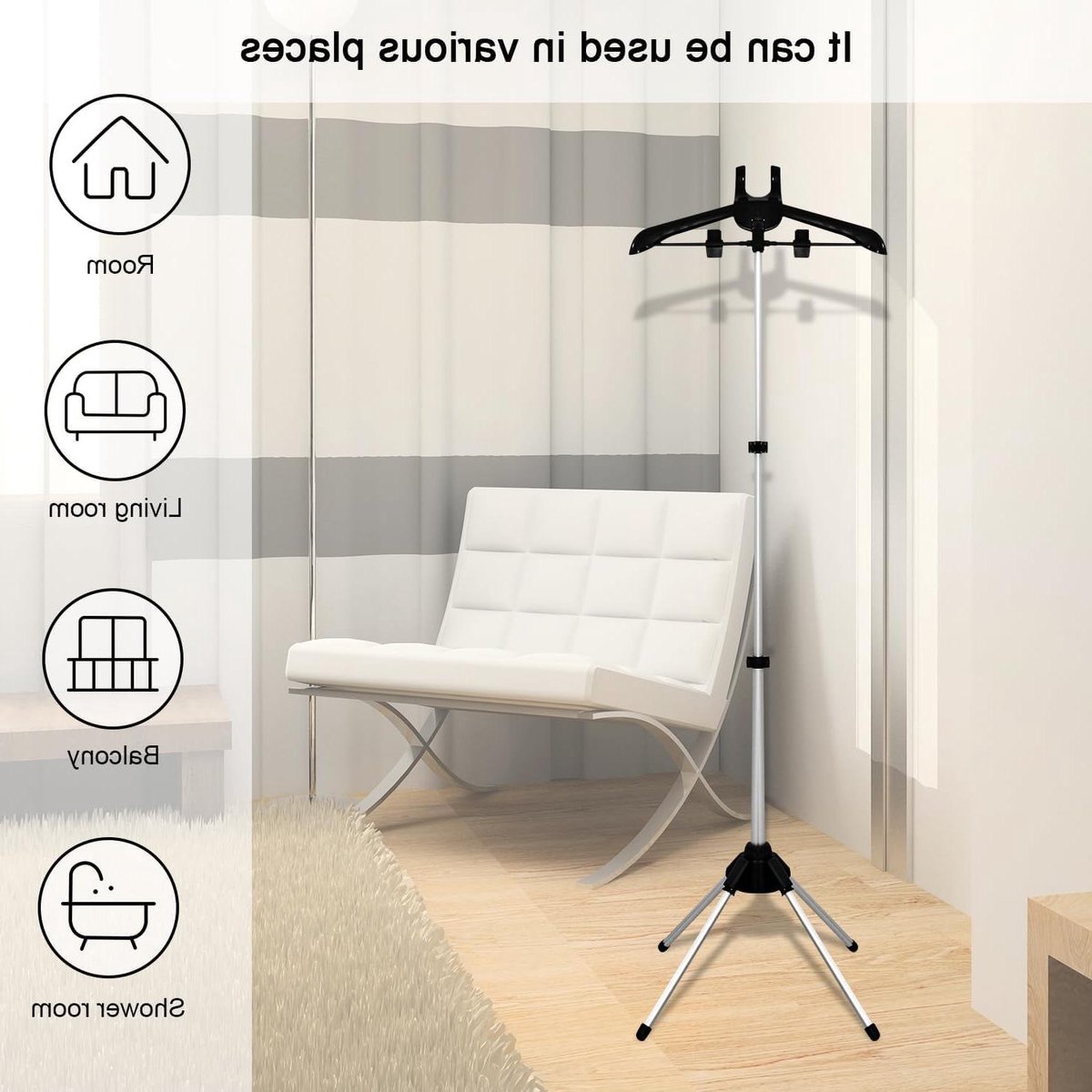 Kledingstomer Stand - Stoomboot Houder - Kleding Stomen - Opvouwbaar en Draagbaar - 160 cm Hoog - Zwart