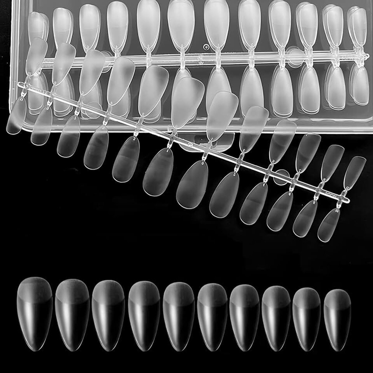 Amandelnageltips, acryl nageltips, Franse gelnagels, zachte gelpunten, full cover amandelnageltips voor nagelstudio's en doe-het-zelf nagelkunst, 120 stuks, 10 maten