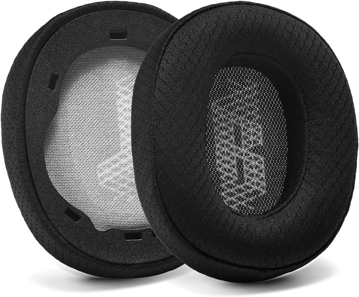 Oorkussens voor JBL E65 E65BTNC/Duet NC/LIVE650 BTNC/LIVE660 BTNC, gemaakt van hoogwaardig traagschuim voor meer comfort (voetbalnetstof zwart)