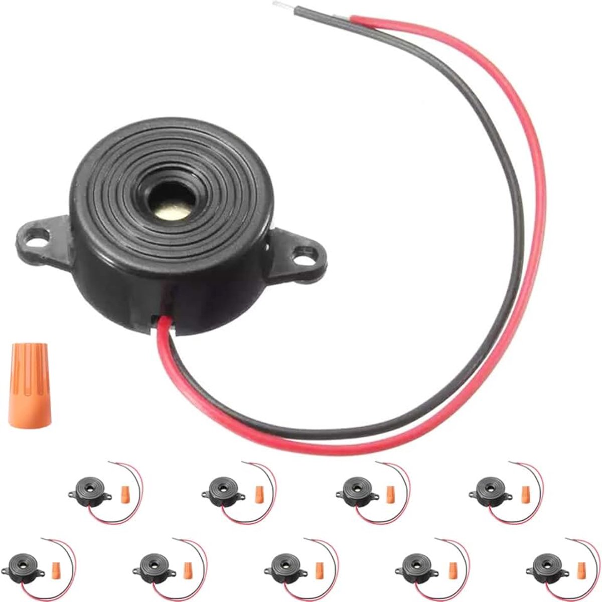 Summer DC3-24V piëzo-zoemer alarmgever 85dB continu geluid actief zoemeralarm met draadleidingen lengte 100 mm met veerschroefaansluiting (10 stuks)