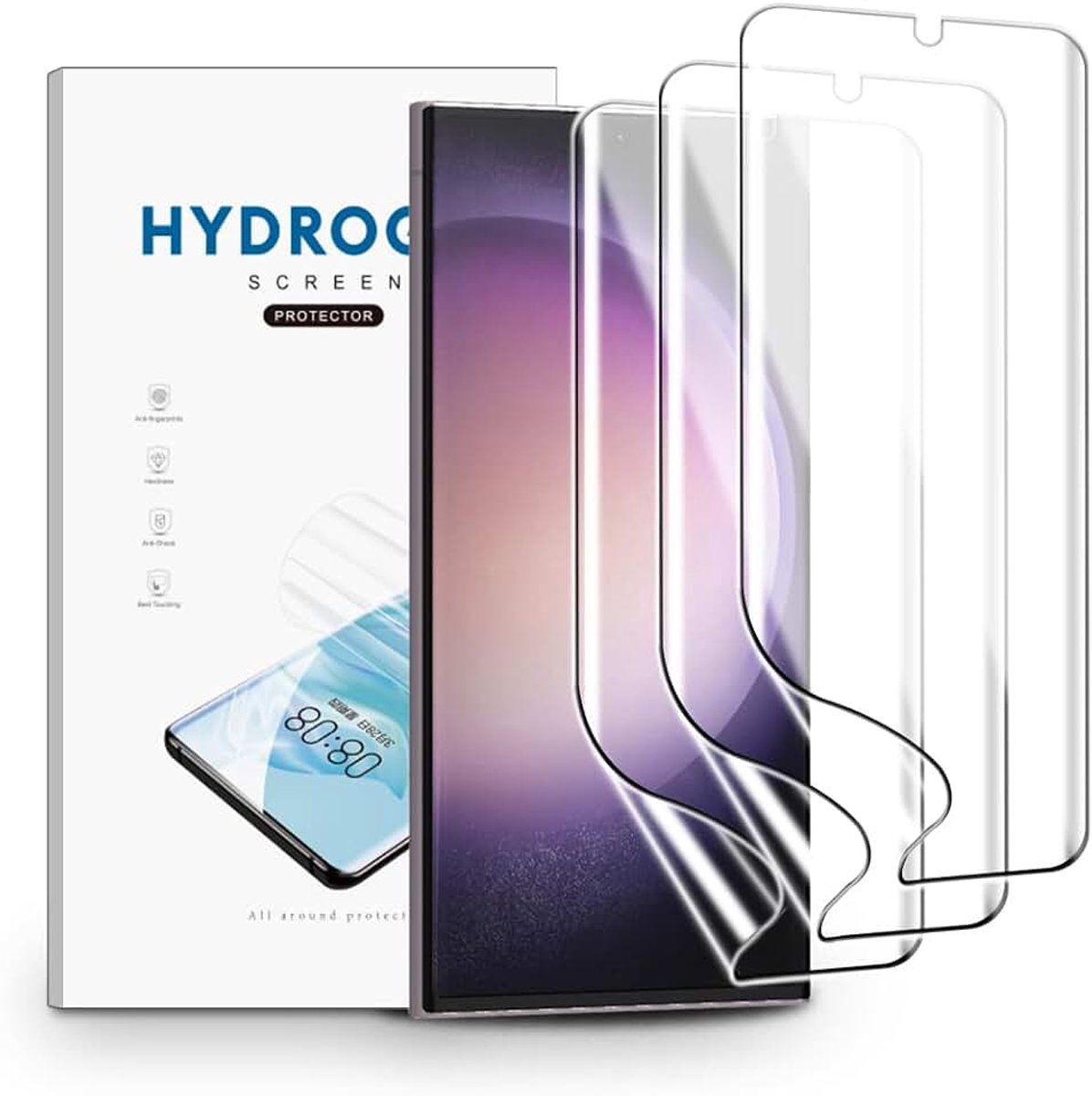 Schermprotector voor Samsung Galaxy S23 Ultra, 3 Stuks Schermbeveiliging Ultra Helder, TPU Flexibele Beschermende Zachte Film, Krasvast