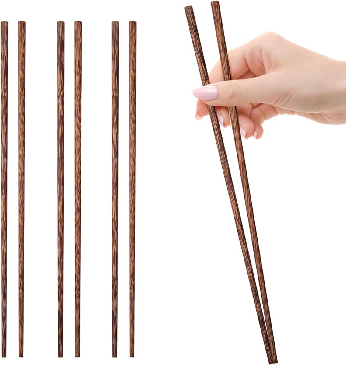 2 paar herbruikbare natuurlijke lange houten hot pot eetstokje, servies eetstokje geschenkset koken eetstokje extra lange eetstokjes voor frituren, noedel, kookgunst, 30 cm