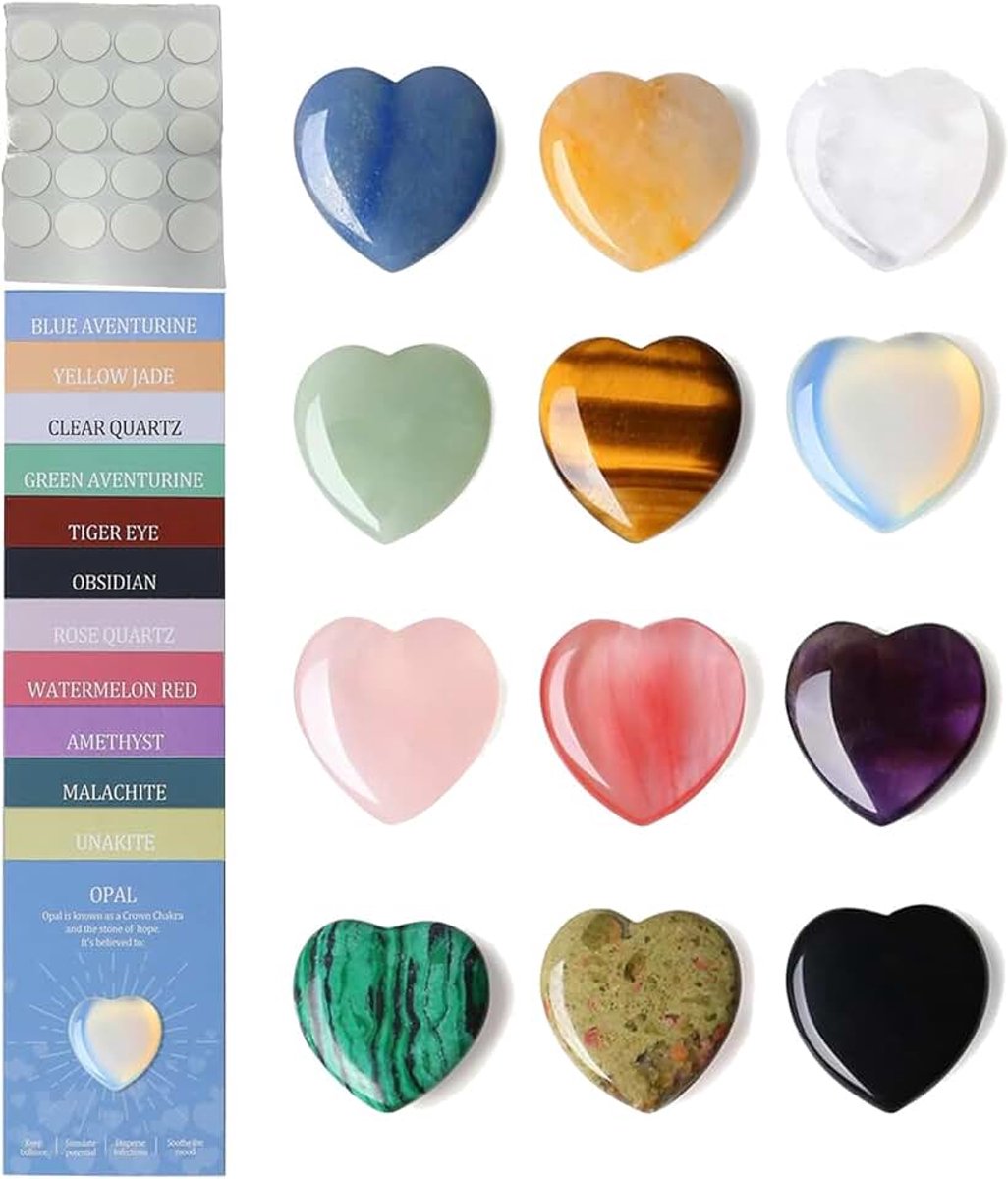 12 stuks helende stenen, geluksstenen, oudejaarsavond geluksbrenger 2026, hoogwaardige materialen, spirituele cadeaus voor vrouwen, perfect cadeau voor oudejaarsavond voor vrienden