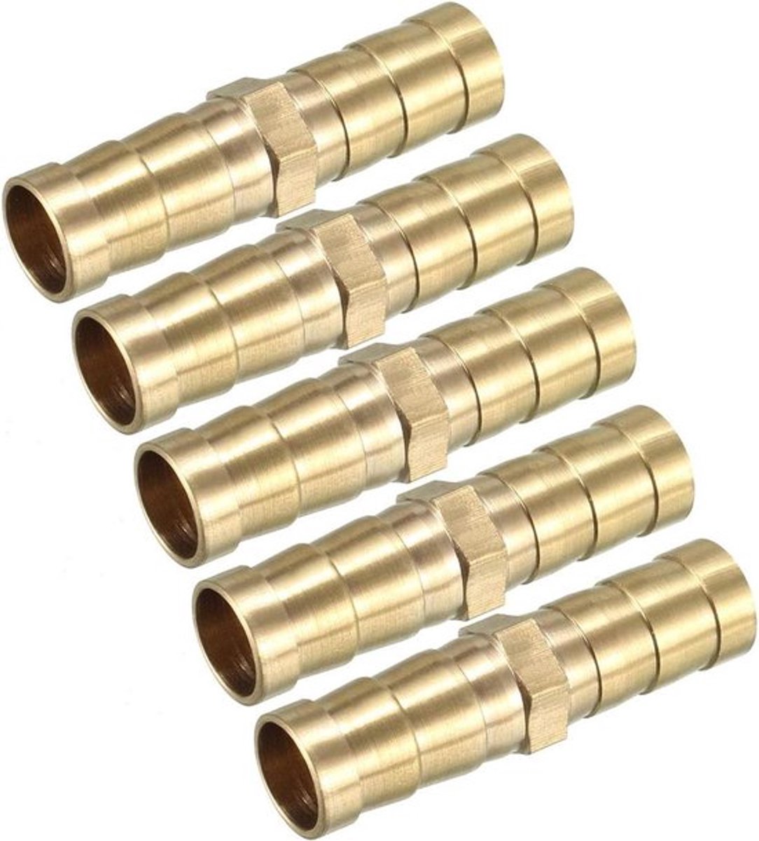 Messing barb slang fitting - 5 stuks - rechte aansluiting - lucht gas water brandstof.
