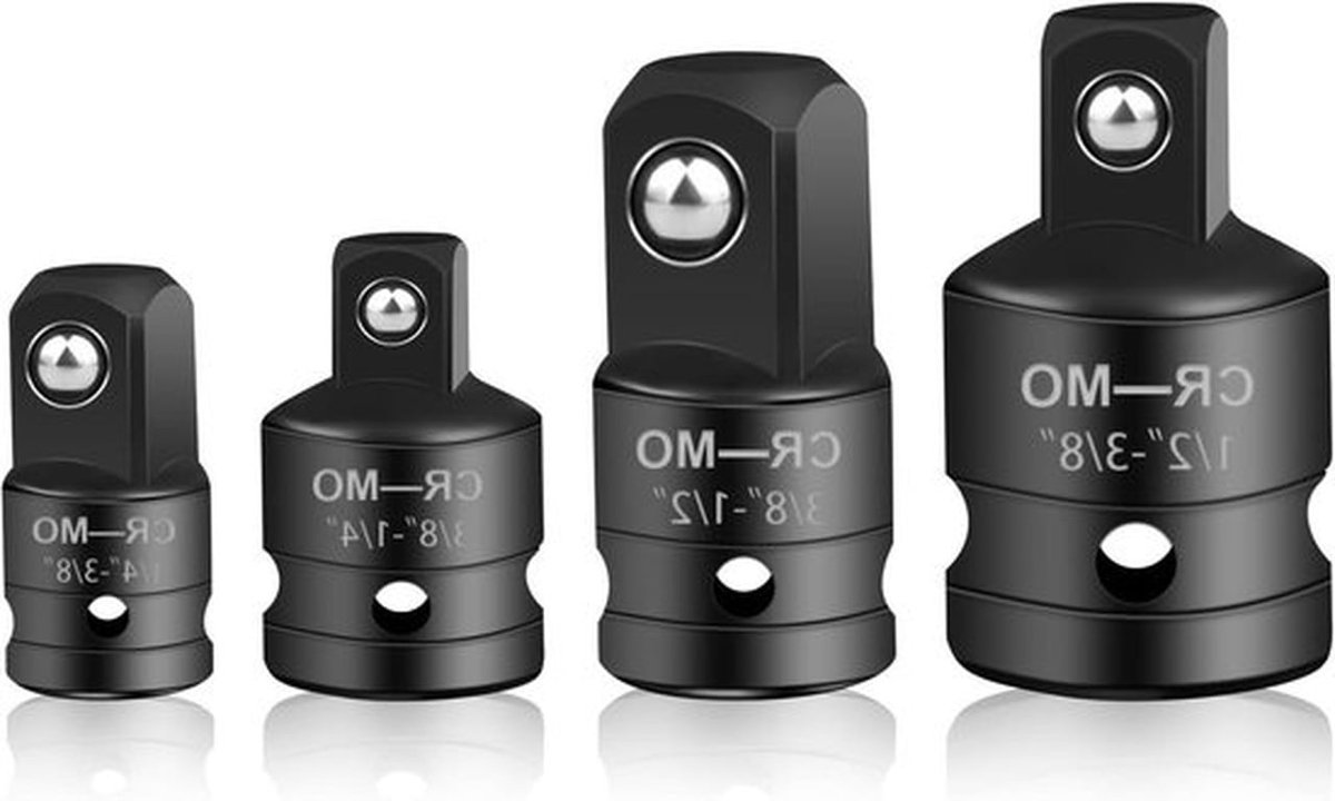 Adapterset voor dopsleutels, socket ratelconverter - 4 stuks inclusief 1/4 naar 3/8 & 3/8 naar 1/4 - handige set