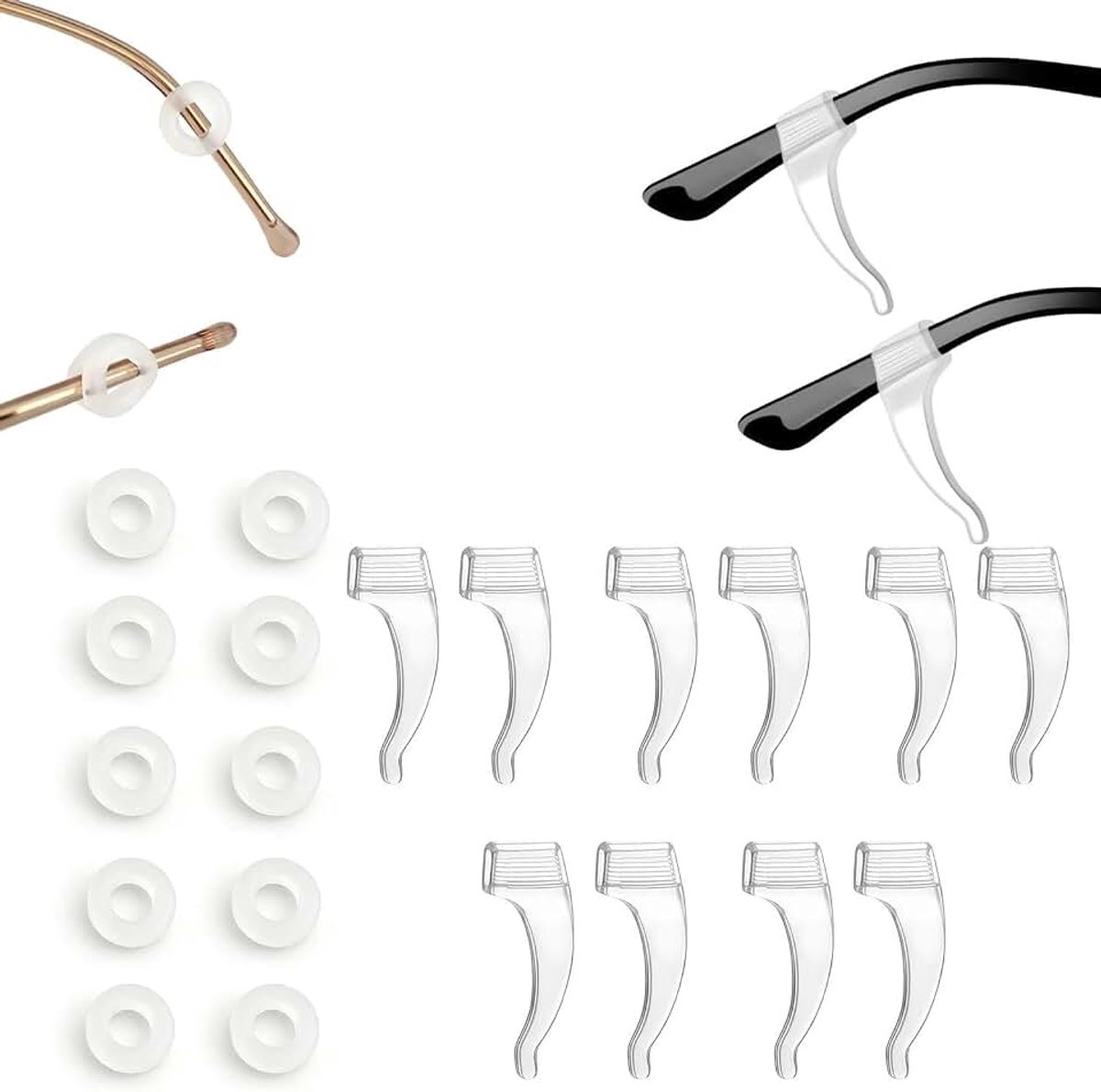 10 Paar Antislip-Oorhaken, Elk 5 Paar In Lange En Ronde Vorm, Transparant Siliconen, Ondersteuning Achter Het Oor, Antislipaccessoires Voor Brillen.