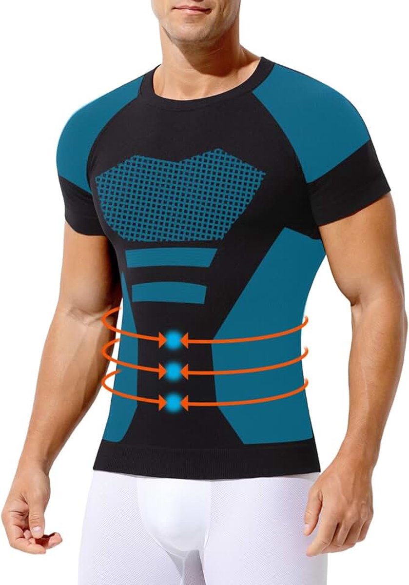 Kevin Compressie Heren, Elastisch, Corrigerend Afslankend Ondersteunend Sportshirt voor Heren, Buikcontrole voor Sportschool en Hardlopen