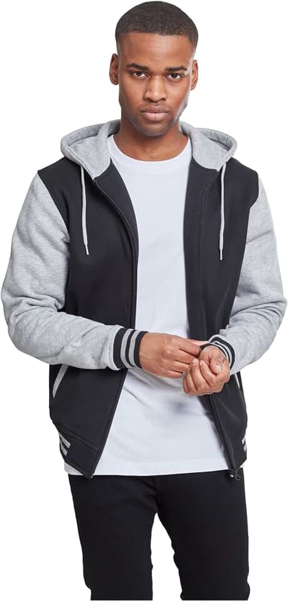 Classics 2-Tone Zip Vest met capuchon zwart-grijs Basics, Street wear