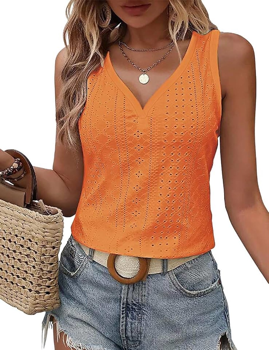 Tanktop Dames Zomer 2025 V-hals Casual Top Dames Sexy Mouwloos Elegant Tops Dames
