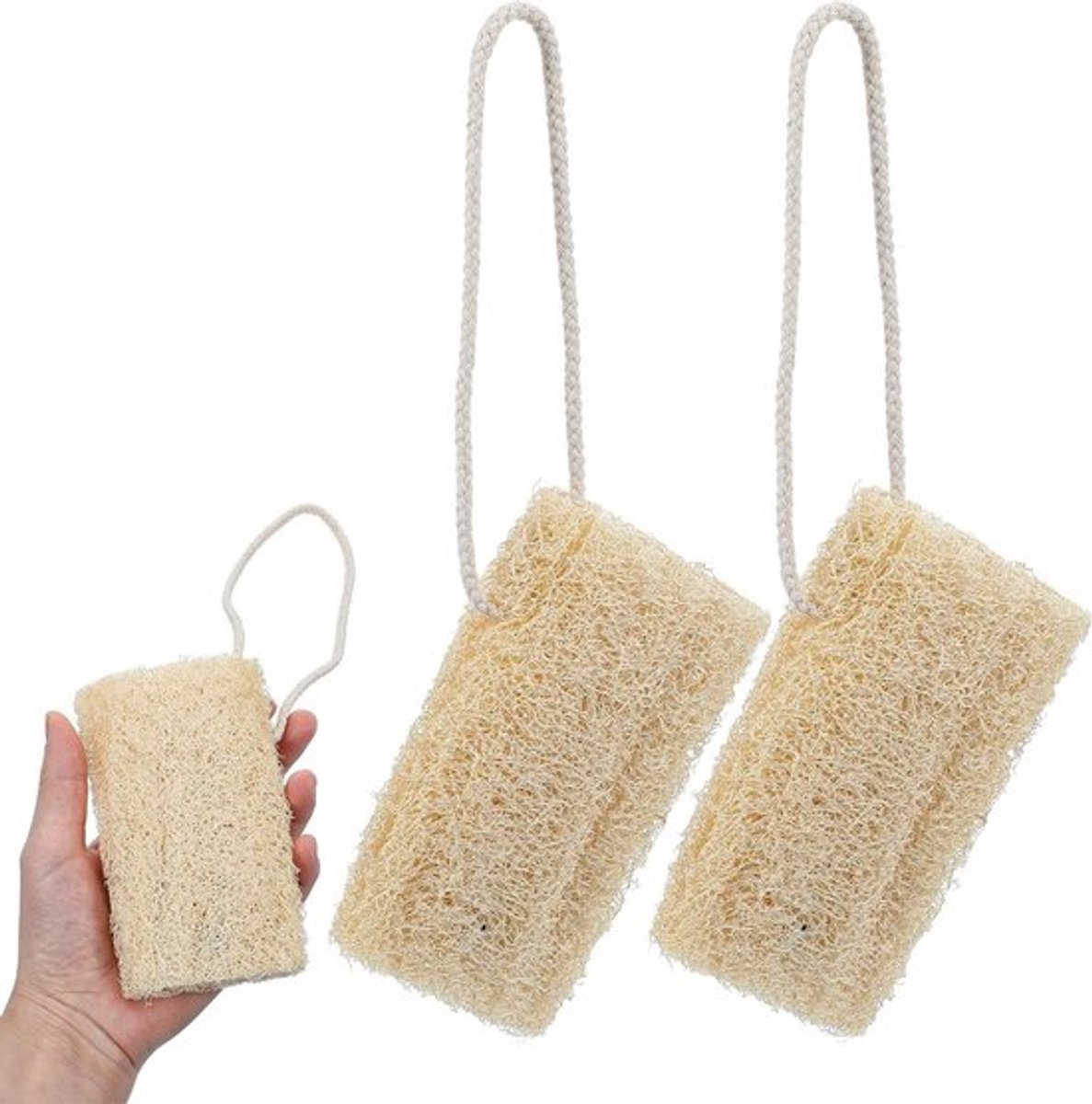 Natuurlijke lichaamssponzen set voor exfoliatie in douche en bad met multifunctionele werking