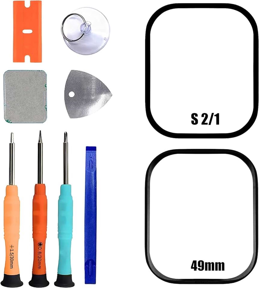 Apple Watch Series Ultra 1/2 49 mm display glas glas reparatie vervanging set [met OCA lijm] [geen LCD-scherm] met gereedschapsset