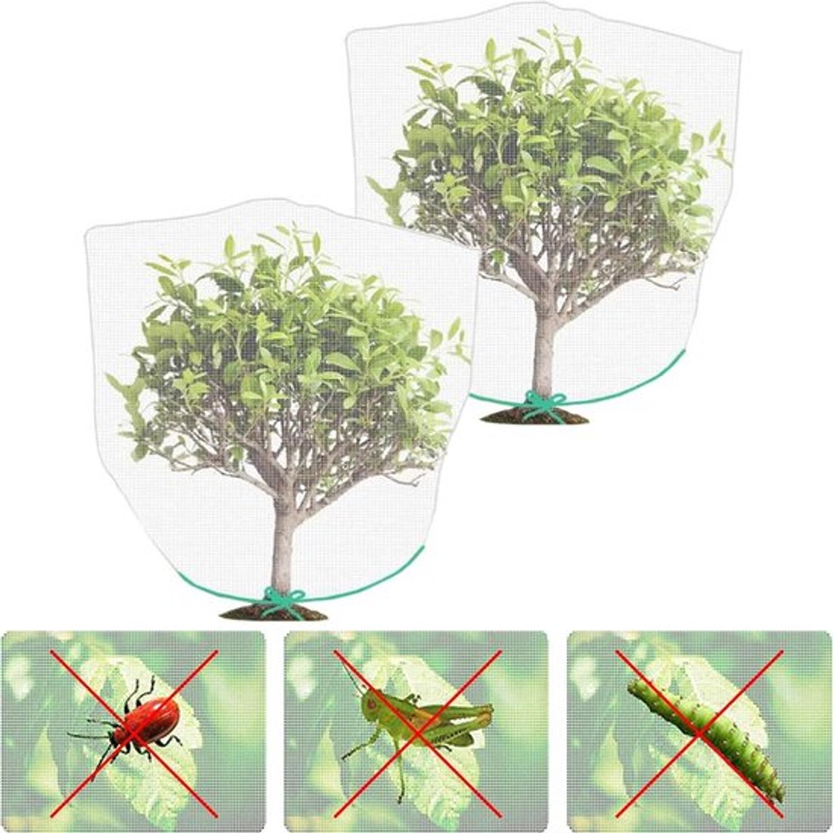 Gewasbeschermingsnet voor Ongedierte en Vogels - Plantenbescherming - Tuinnetten - 2 Stuks - Wit