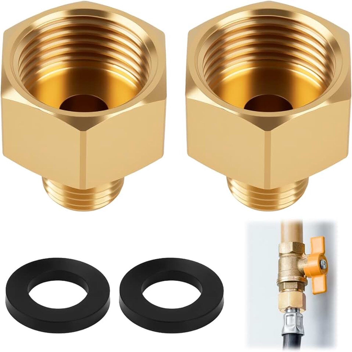 2 stuks LPG gasadapter 1/2" R X 1/4" Lks - robuuste messing gasaansluiting voor gasfornuis, krukfornuis en campingfornuis - hoge veiligheid en duurzaamheid snelle gasadapteraansluitingen