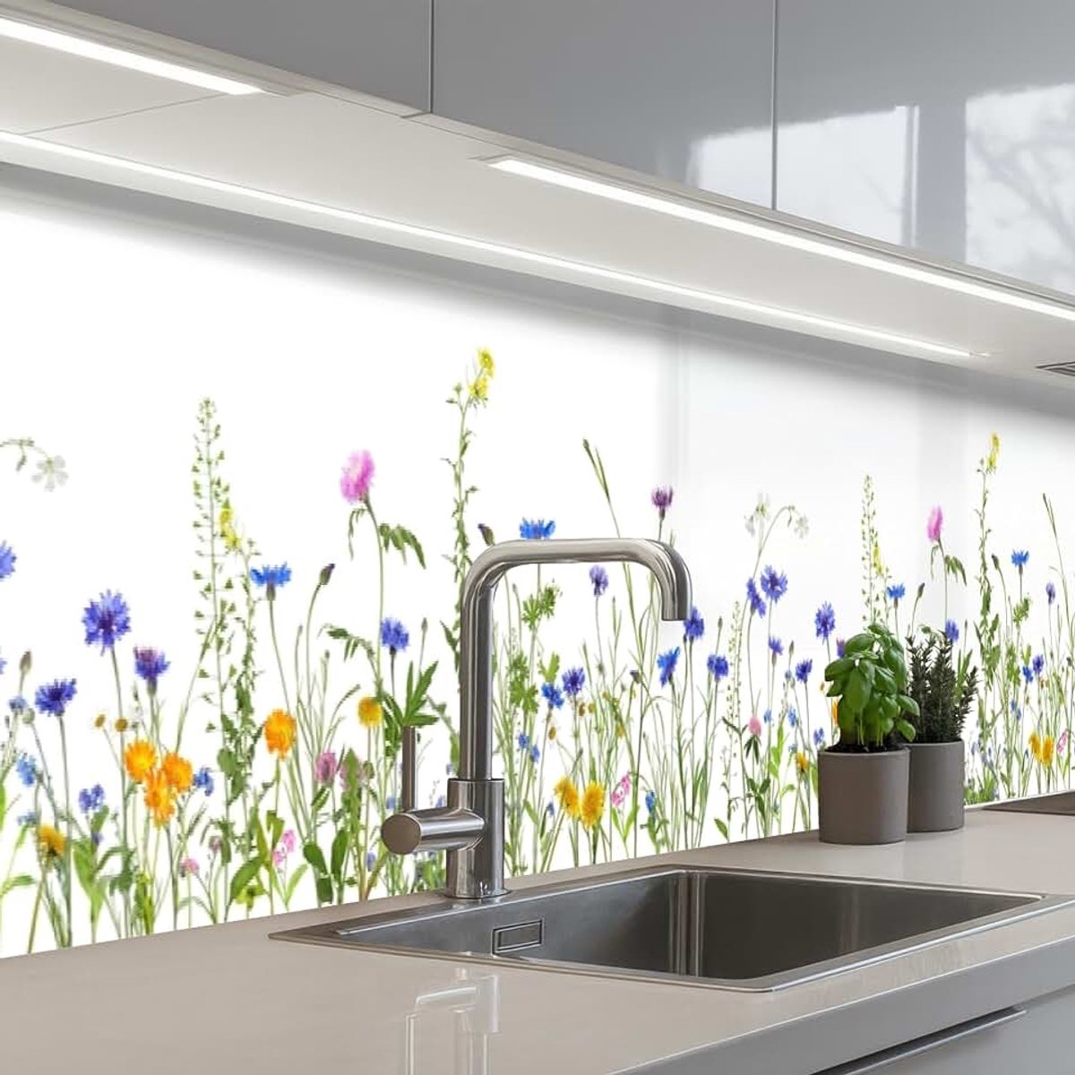 Keukenachterwand 60x350 cm zelfklevend keuken decoratie accessories home kitchen spatscherm Bloemen - Veldbloemen - Lente