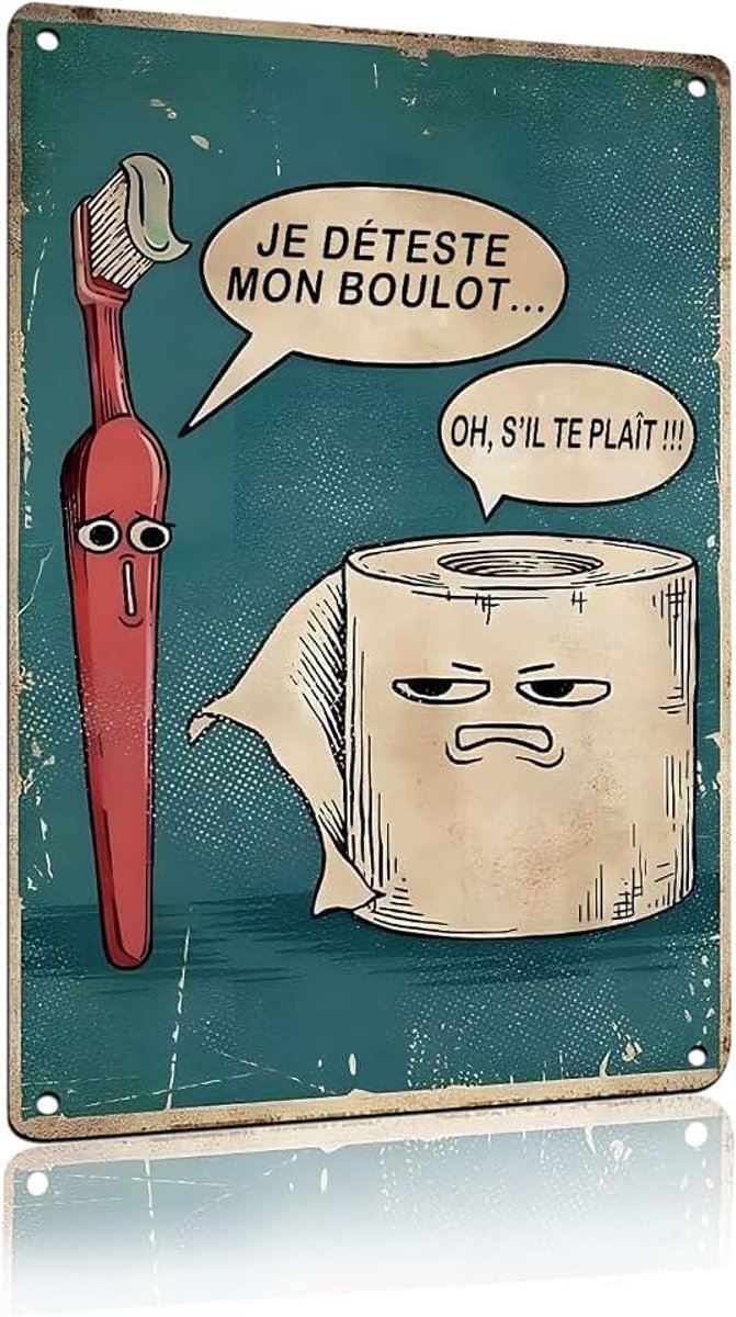 „Ik Haat Mijn Baan... OH, Alsjeblieft!!!“ Grappige Panelen voor Badkamer, Vintage Metalen Platen voor Toilet Decoratie, Cadeau, 20 x 30 cm (25112)