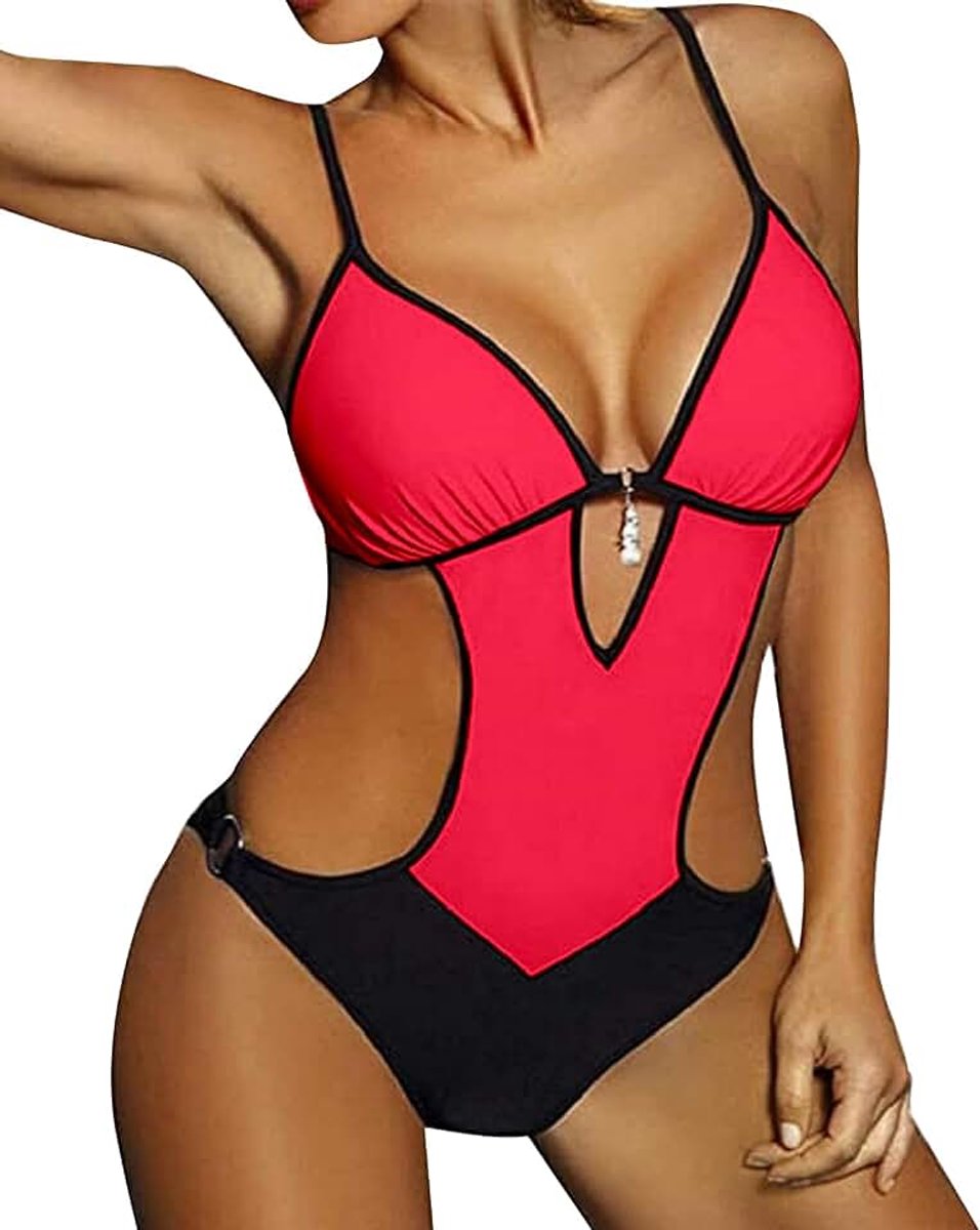 Eendelig badpak voor dames, trikini, voor zee, strand, zwembad, sexy, eendelig, met push-up, padding