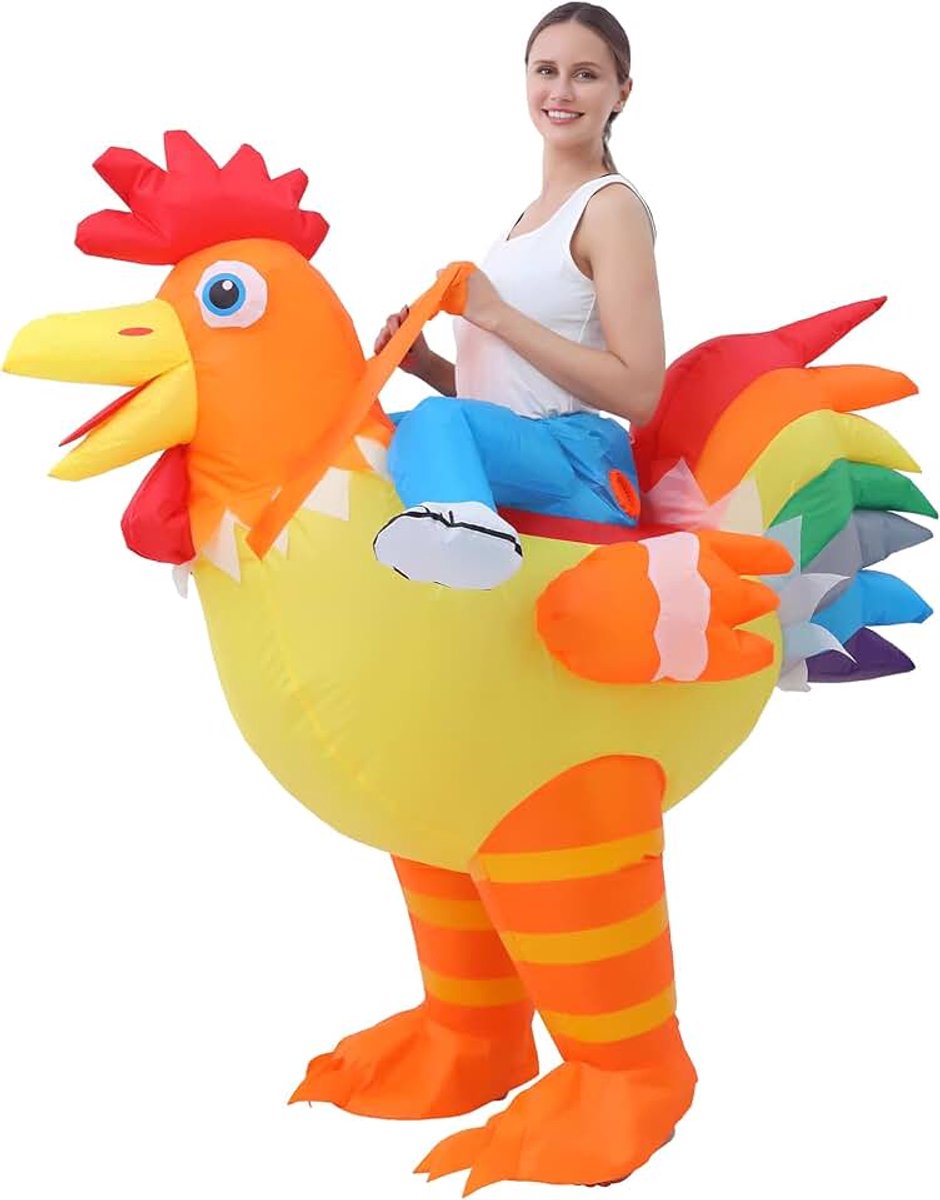 Kippenkostuum, Grappig Hanenkostuum, Perfect voor Halloween, Carnaval, Vrijgezellenfeesten, Cosplay en Themapartijen, Eén maat
