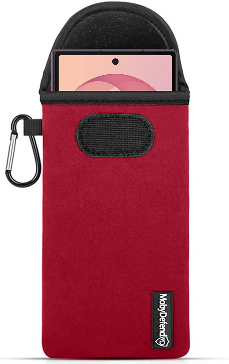 MobyDefend Hoesje - Geschikt voor Samsung Galaxy Z Fold 8 Ultra - Neopreen Pouch Met Karabijnhaak - Insteek - Riemlus - Rood