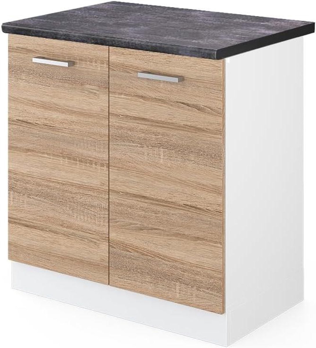 Keukenkast Onderbouw - Spoelkast Modulair - Keuken Organiseren - Eenvoudig Monteren - 80 cm Breed - Sonoma Wit