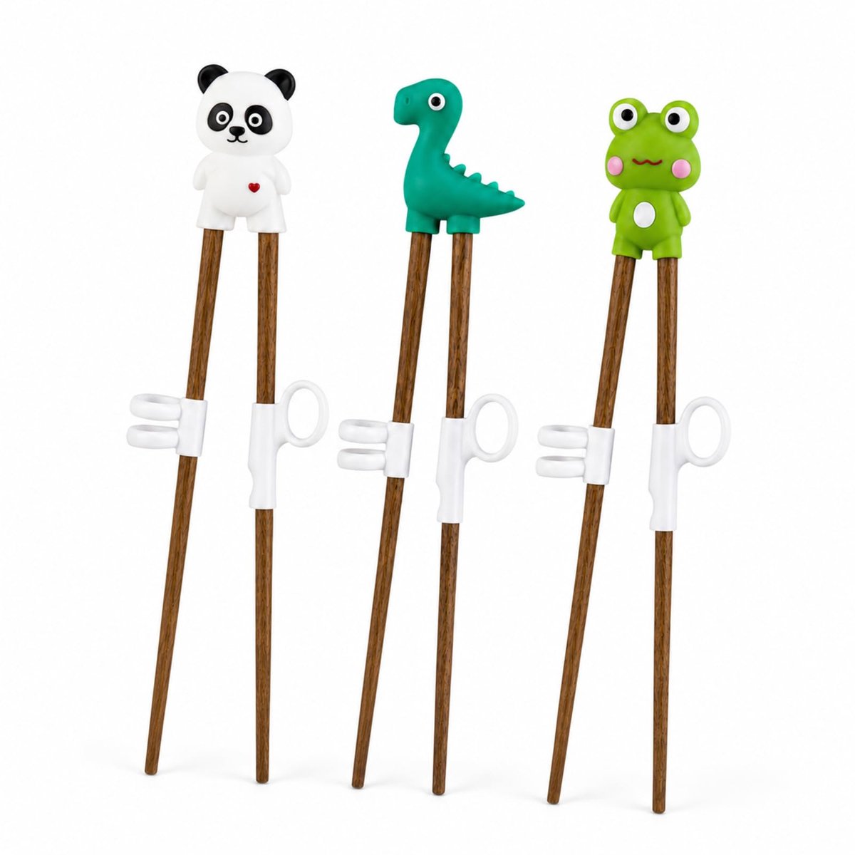 Eetstokjes voor kinderen - 22cm - Hout - Panda, Dinosaurus & Kikker - Ideaal voor sushi beginners - SnelShoppen